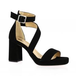 Pao Nu pieds cuir velours noir