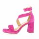 Pao Nu pieds cuir velours rose