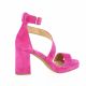 Pao Nu pieds cuir velours rose