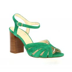Sofia costa Nu pieds cuir velours vert