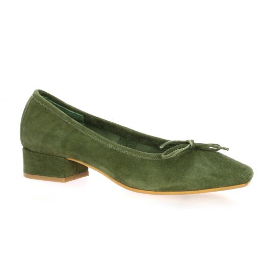 Reqins Ballerines cuir velours olive