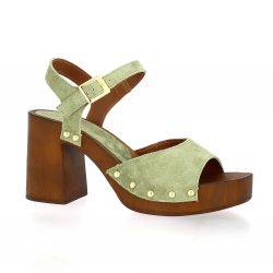 Hookipa Nu pieds cuir velours kaki