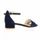 Sofia costa Nu pieds cuir velours marine