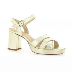 Sofia costa Nu pieds cuir laminé platine