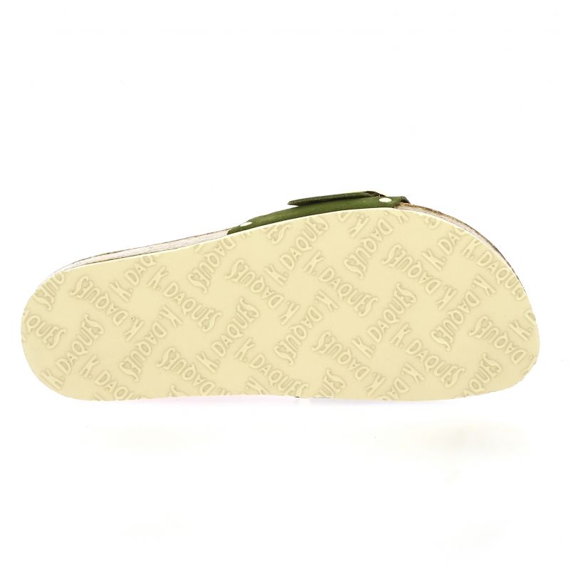 K. Daques nu pieds cuir velours kaki chaussures Rodiant