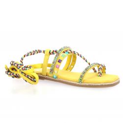 Studio mode Nu pieds cuir velours jaune