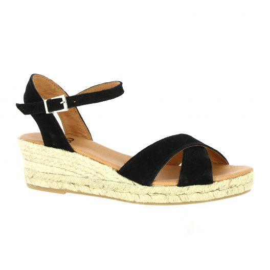 Pao Espadrille cuir velours noir