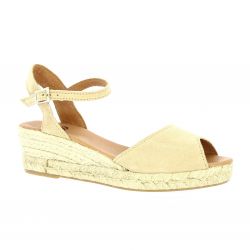 Pao Espadrille cuir velours beige