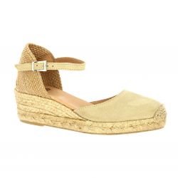 Pao Espadrille cuir velours camel