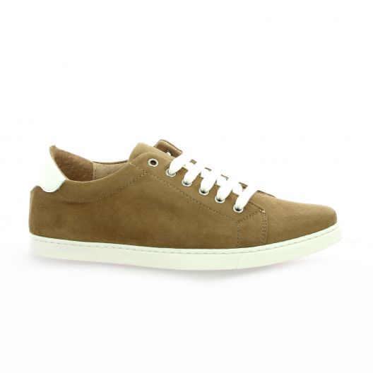 So send Derby cuir velours camel/or