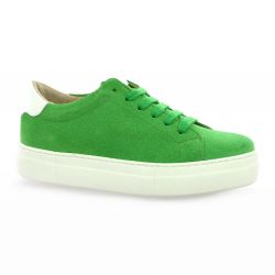 So send Baskets cuir velours vert