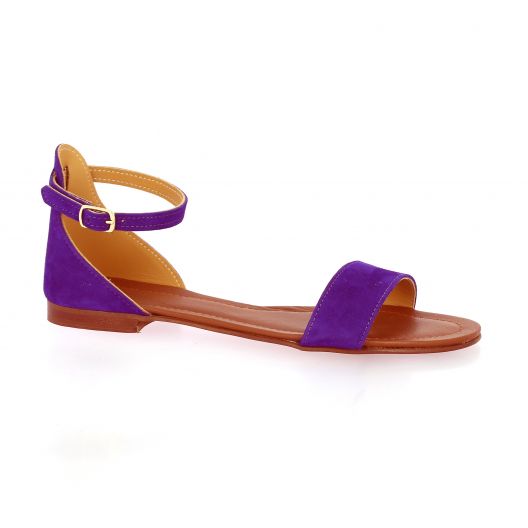 Gianni crasto Nu pieds cuir velours violet