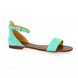 Gianni crasto Nu pieds cuir velours turquoise