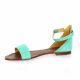 Gianni crasto Nu pieds cuir velours turquoise