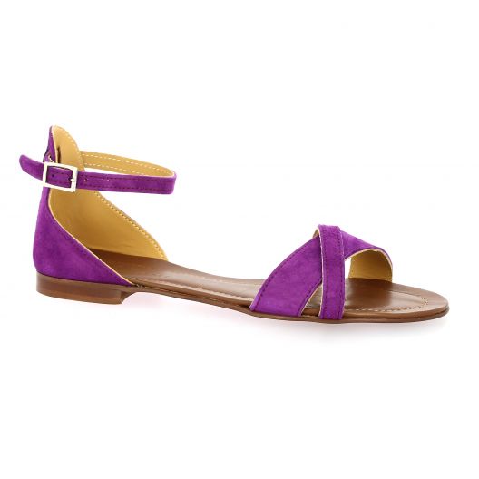 Gianni crasto Nu pieds cuir velours violet