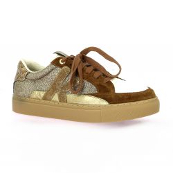 Emilie karston Baskets cuir laminé camel