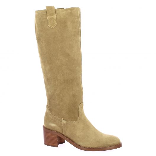 Patricia miller Bottes cuir velours taupe