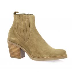 Patricia miller Boots cuir velours taupe