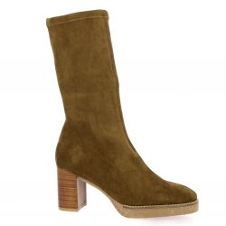 Miss elastic Boots cuir velours camel