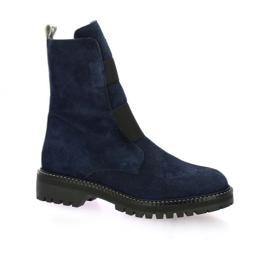 Reqins Boots cuir velours marine