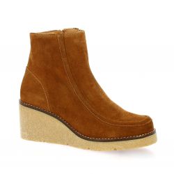 Reqins Boots cuir velours cognac