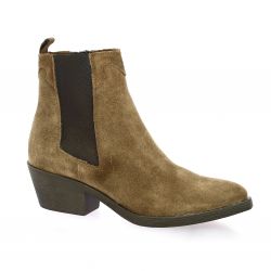 Reqins Boots cuir velours taupe