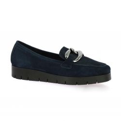 Reqins Mocassins cuir velours marine