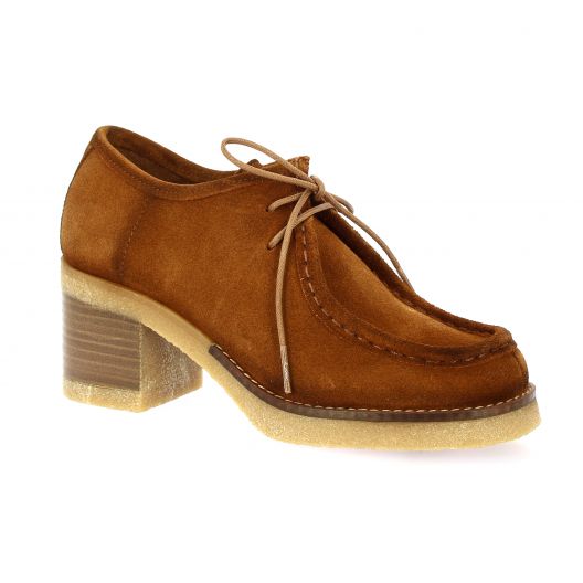 Pao Derby cuir velours cognac