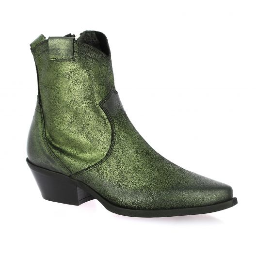 Metisse Boots cuir laminé vert