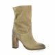 Paoyama Boots cuir velours taupe