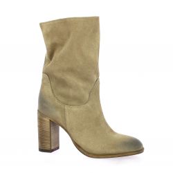 Paoyama Boots cuir velours taupe