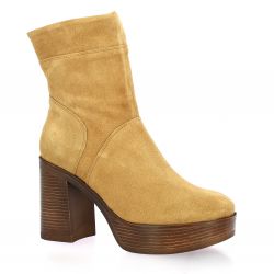 Sweet lemon Boots cuir velours cognac