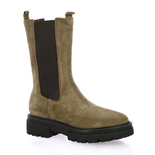 Cf Boots cuir velours taupe