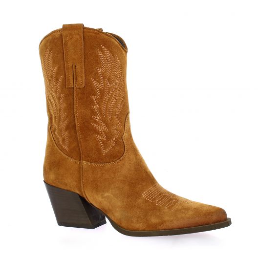 Gaia Boots cuir velours cognac