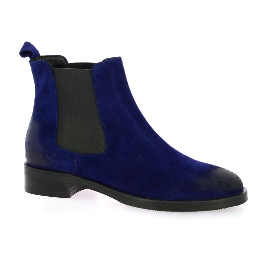 Pao Boots cuir velours bleu