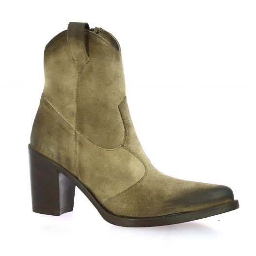 Crasto Boots cuir velours taupe