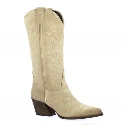 Gaia Bottes cuir velours beige