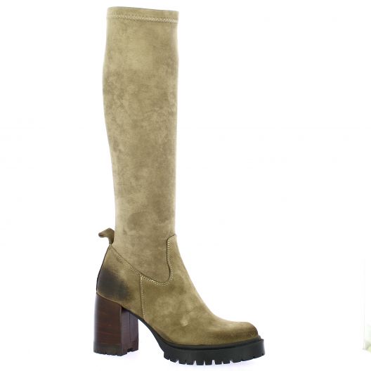 Crasto Bottes cuir velours taupe