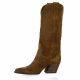 Gaia Bottes cuir velours tabac