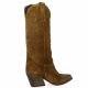 Gaia Bottes cuir velours tabac