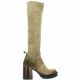 Crasto Bottes cuir velours taupe