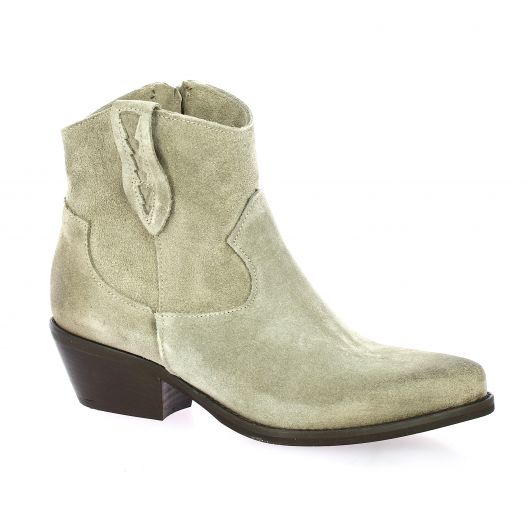 Pao Boots cuir velours taupe