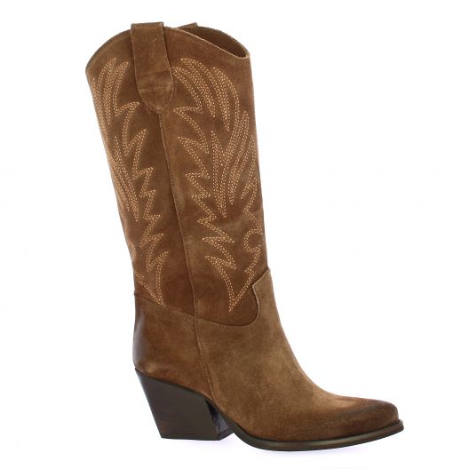 Pao Boots cuir velours cognac