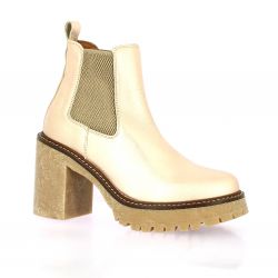 Sweet lemon Boots cuir laminé bronze