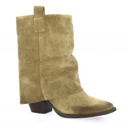 Giséle moiré Boots cuir velours camel