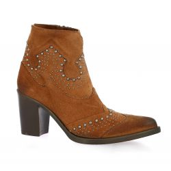 Emanuele crasto Boots cuir velours cognac