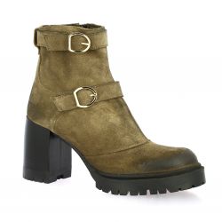 Emanuele crasto Boots cuir velours taupe