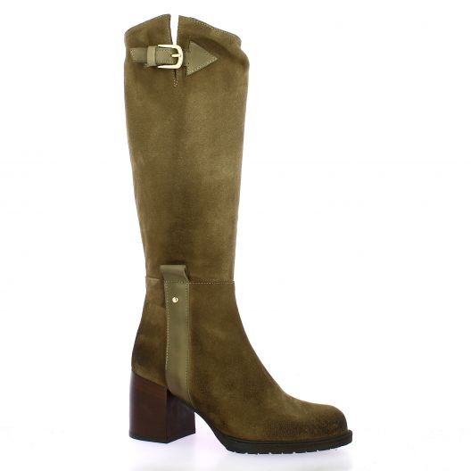 Emanuele crasto Bottes cuir velours taupe