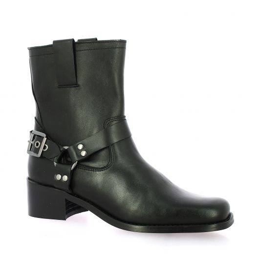 So send Boots cuir noir