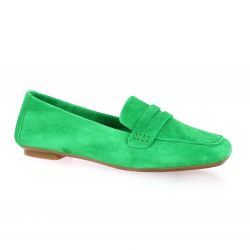 Reqins Mocassins cuir velours vert gazon